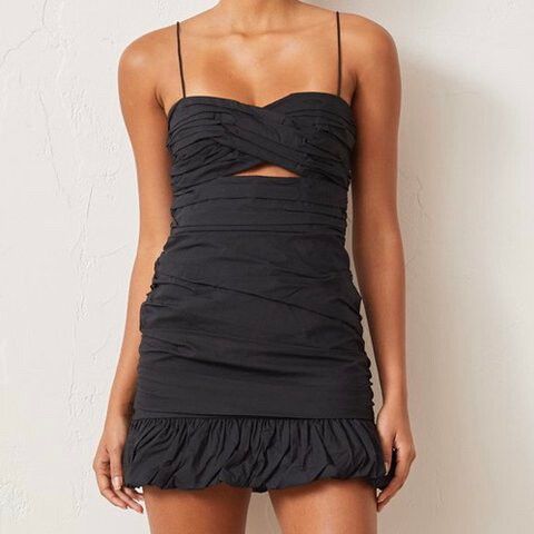 bec and bridge colette mini dress black Collette | Black Tailored Plunge-Neck Mini Dress Club L London