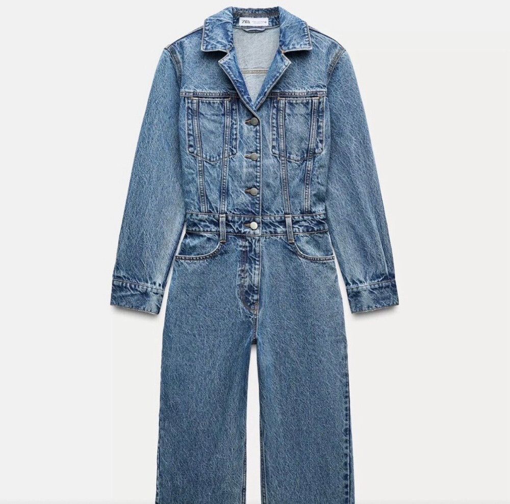 Zara Blue Denim Jumpsuit