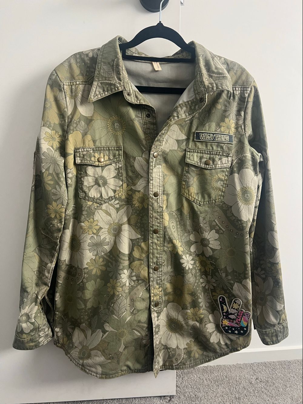 Spell Green Floral Eden Embroidered Shirt Jacket