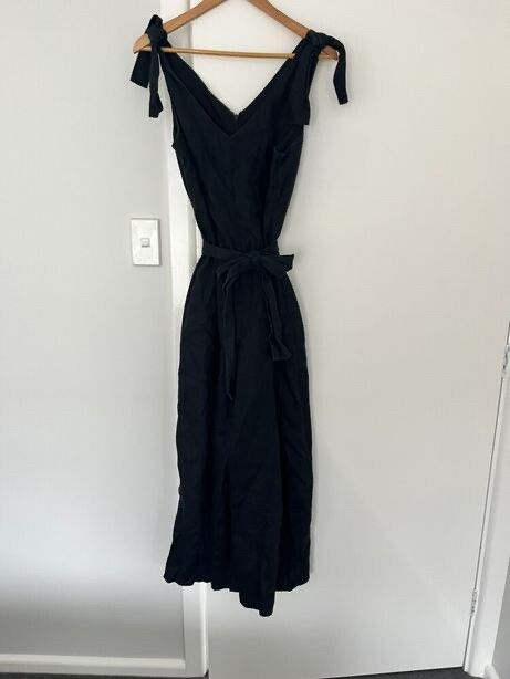 Black Linen Country Road Jumpsuit
