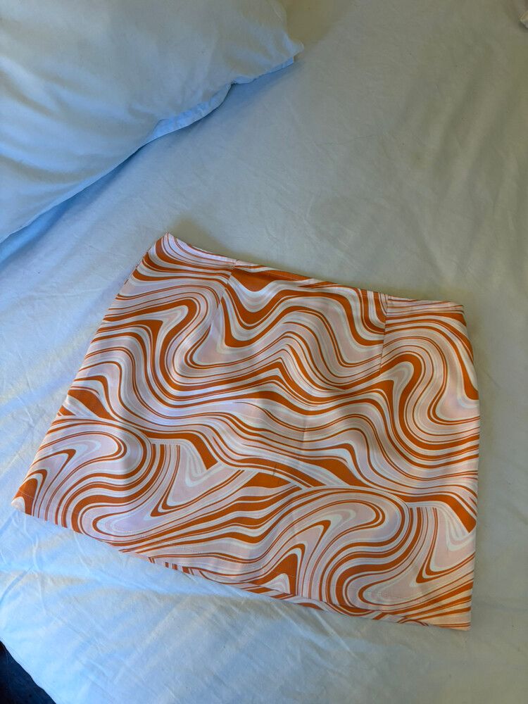 Glassons Orange Swirl Mini Skirt