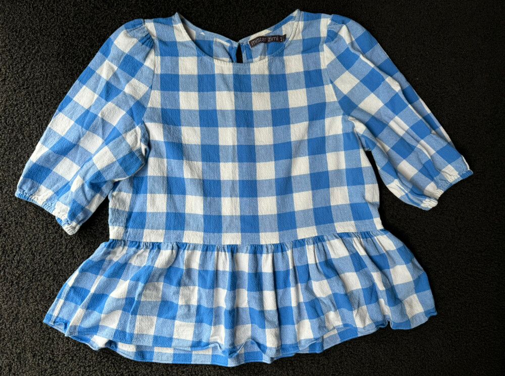 Mister Zimi Blue Gingham Top As New Size 12