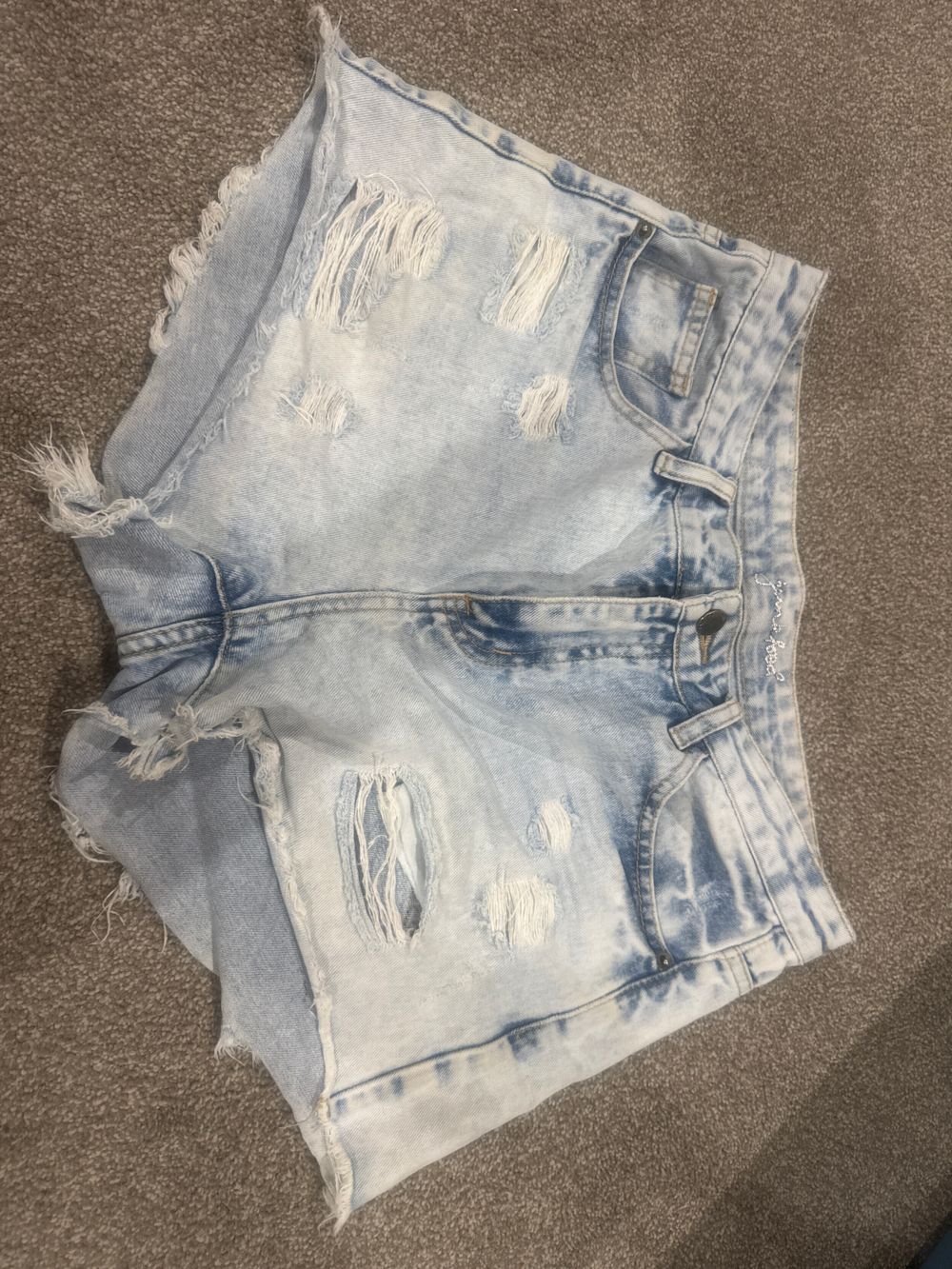 Light Blue Distressed Denim Shorts