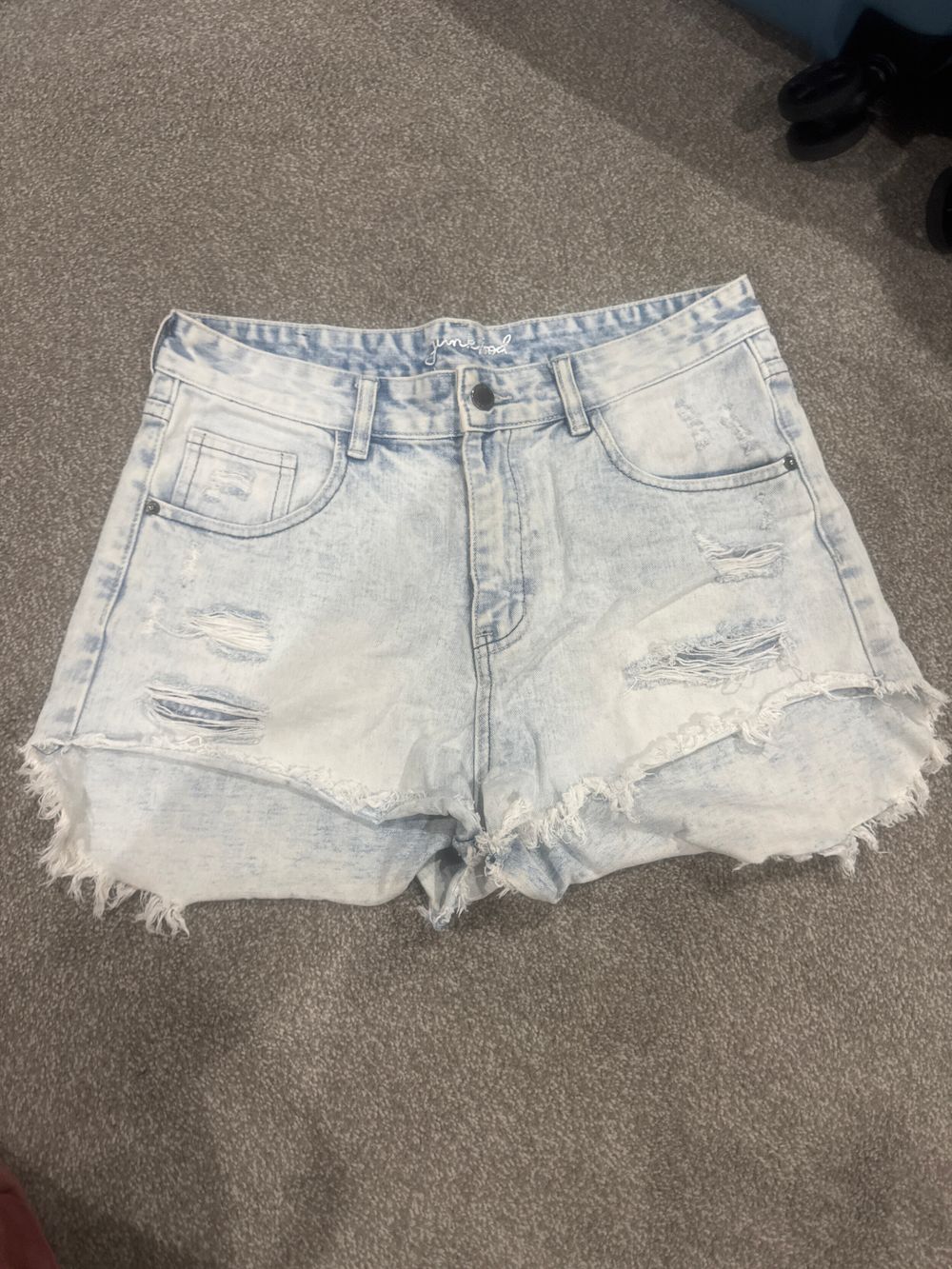 Light Blue Distressed Denim Shorts