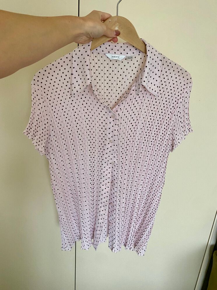 Pink Choc Dolka Dot Pleated Shirt