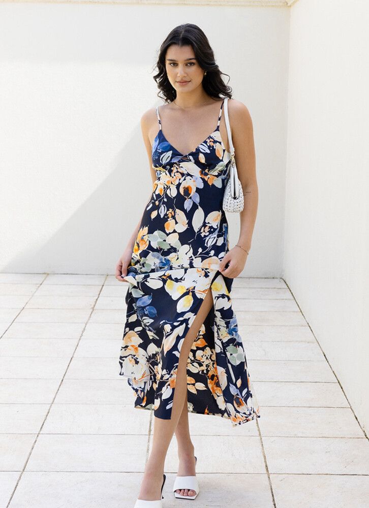 Among the Brave Floral Midi Dress