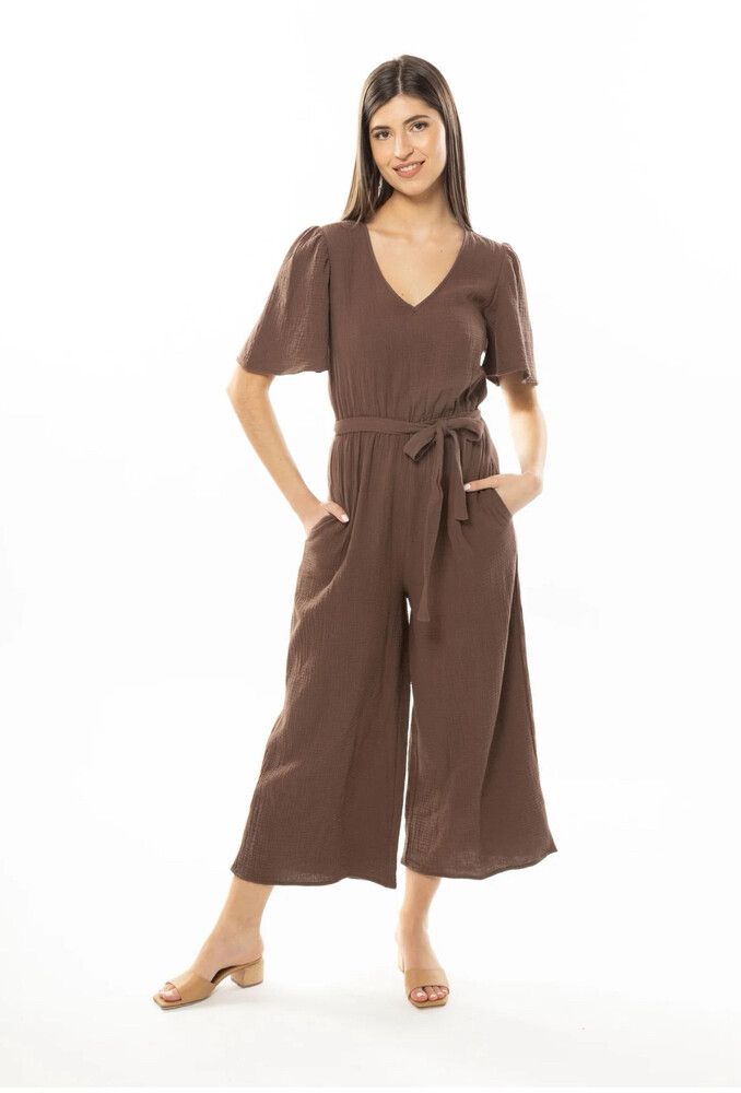 Seeking Lola Brave Brown Muslin Jumpsuit