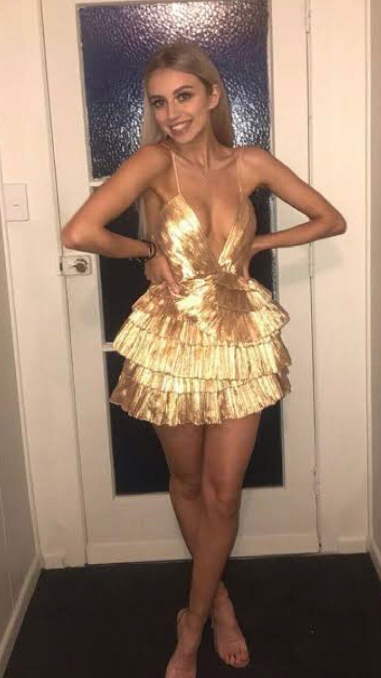 alice mccall pablo mini dress gold Ivette Cascading Pailette Mini Dress in Gold|MILLY main image 0