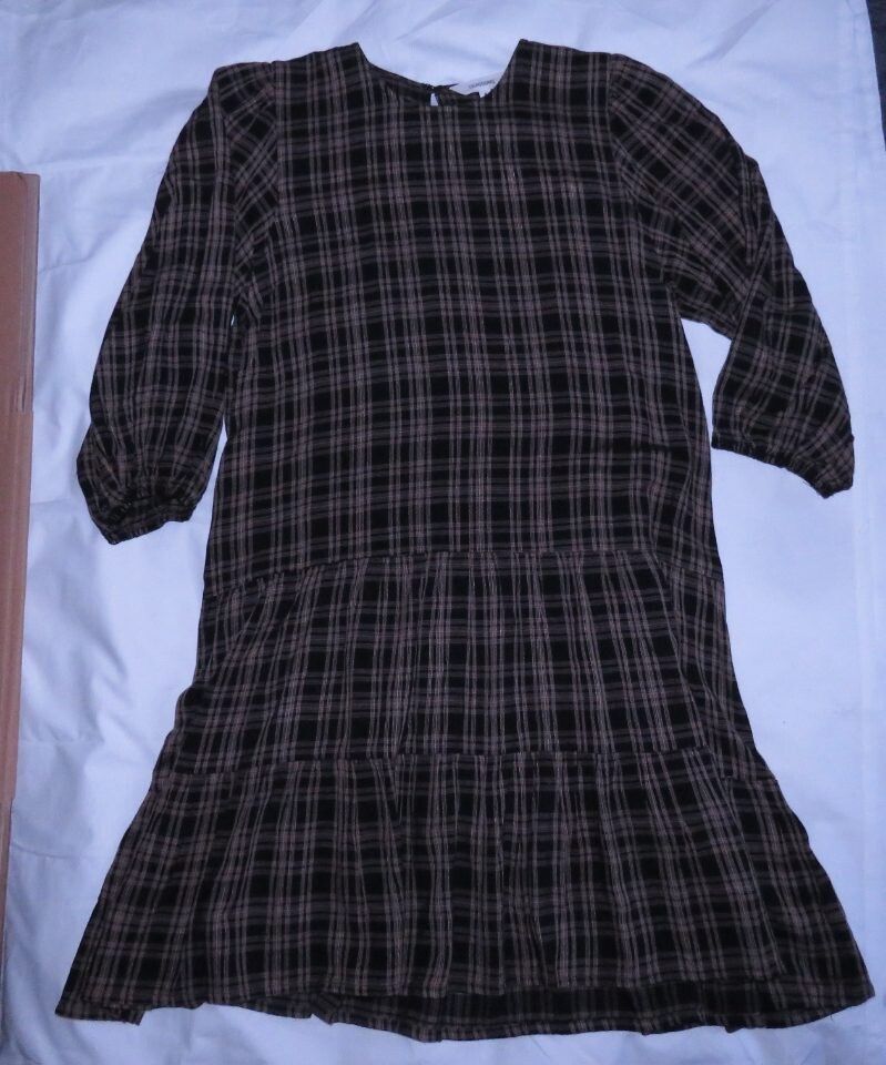 Black and brown Checkered babydoll dress