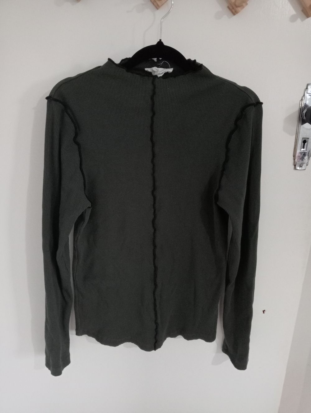 MINERAL Dark Green Ribbed Long Sleeve Top