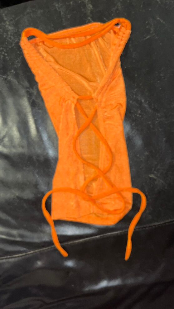 Thrifted Strapless Backless Orange Top