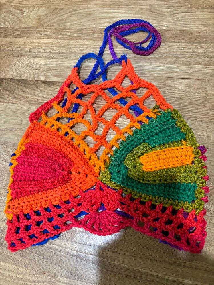 Handmade Yoga Halter Top in rainbow colours 🌈🦄🌈