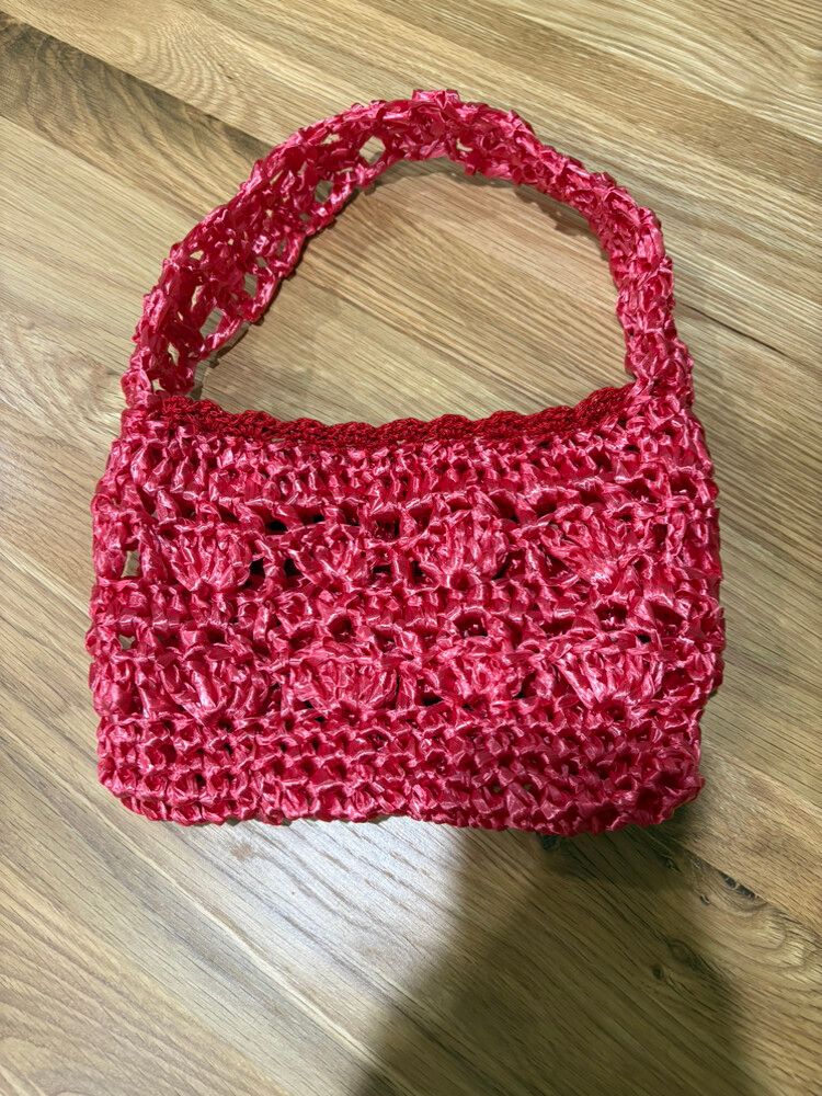 Red rafia shoulder purse handmade ❤️🫶❤️