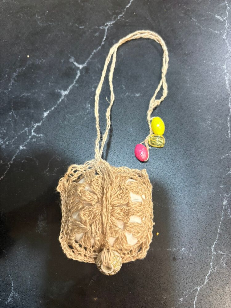 Beige Lace Mini AirPods PouchWith Beads