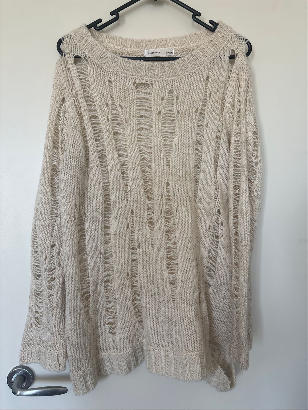 Mushroom Beige distressed Knit Jumper