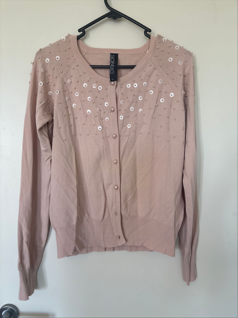 Sso Paulo Pink Beaded Cardigan