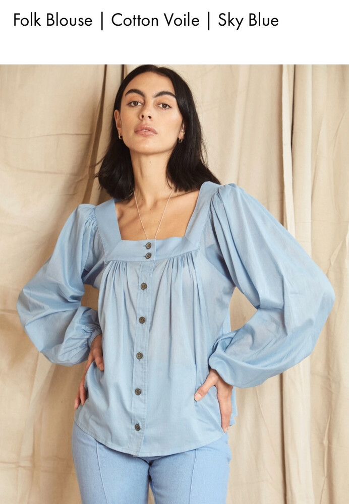 Folk Blouse | Sky Blue
