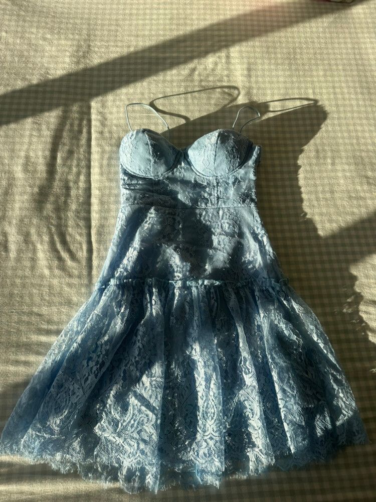 hello molly blue lace dress HELLO MOLLY She's A Girly Girl Lace Mini Dress Blue