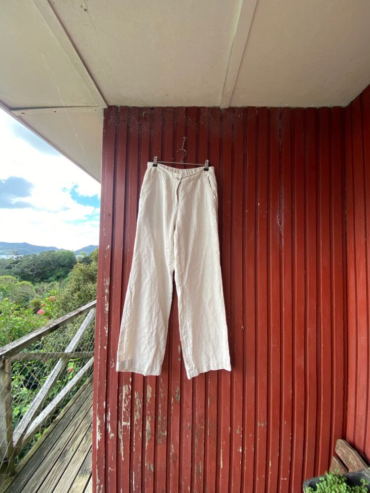 Blue Illusion Beige Linen Pants