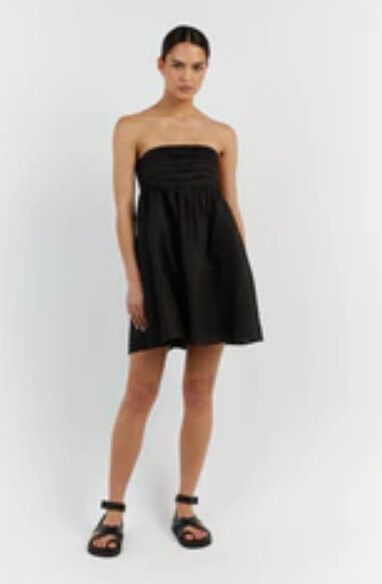 knee length dresses for ladies LACY STRAW SLEEVELESS LINEN MIDI DRESS main image 1