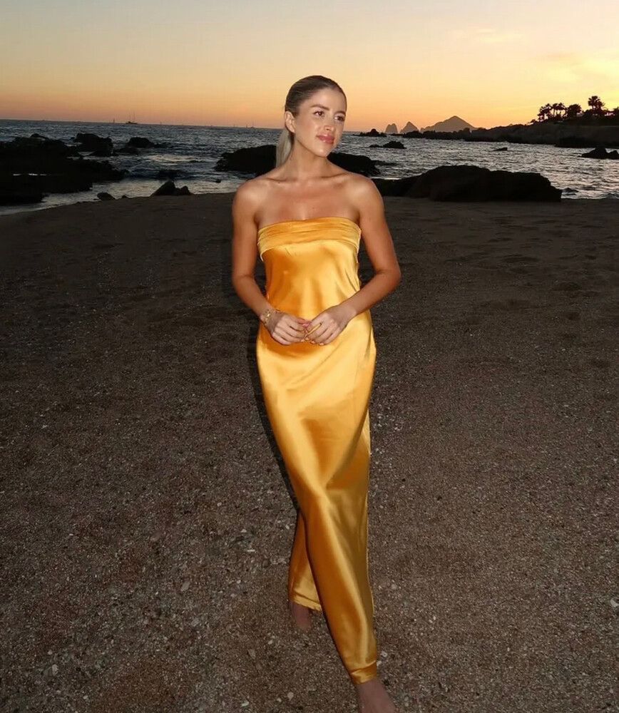 Strapless Satin Dress Orange