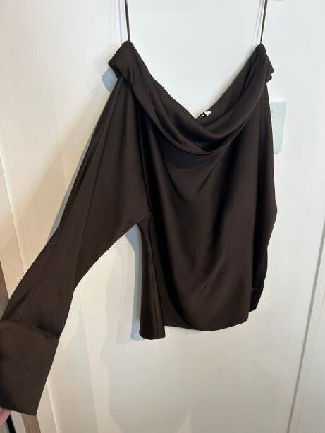 Zara off the shoulder cowl neck chocolate Brown Top