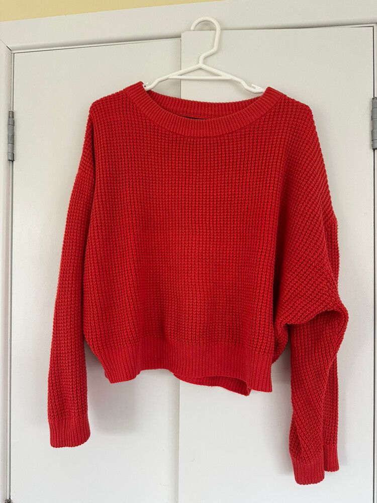orange/red knit crew neck