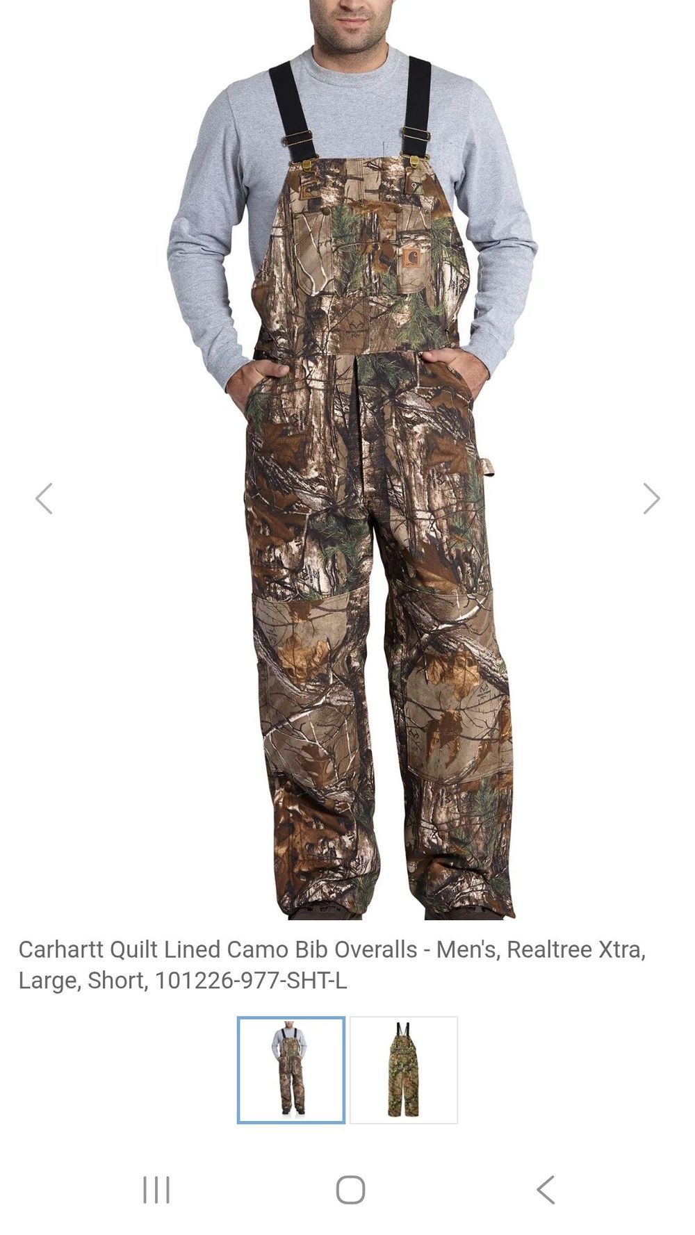 Carhartt Quilt Lined Camo Bib Overalls