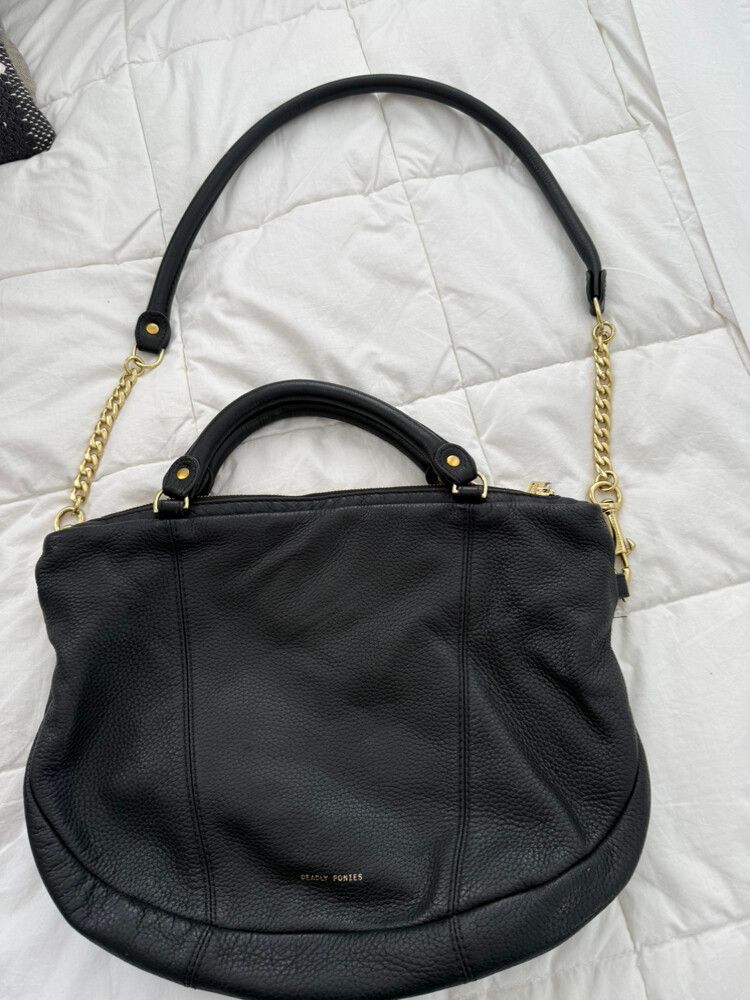Deadly Ponies Black Leather Handbag
