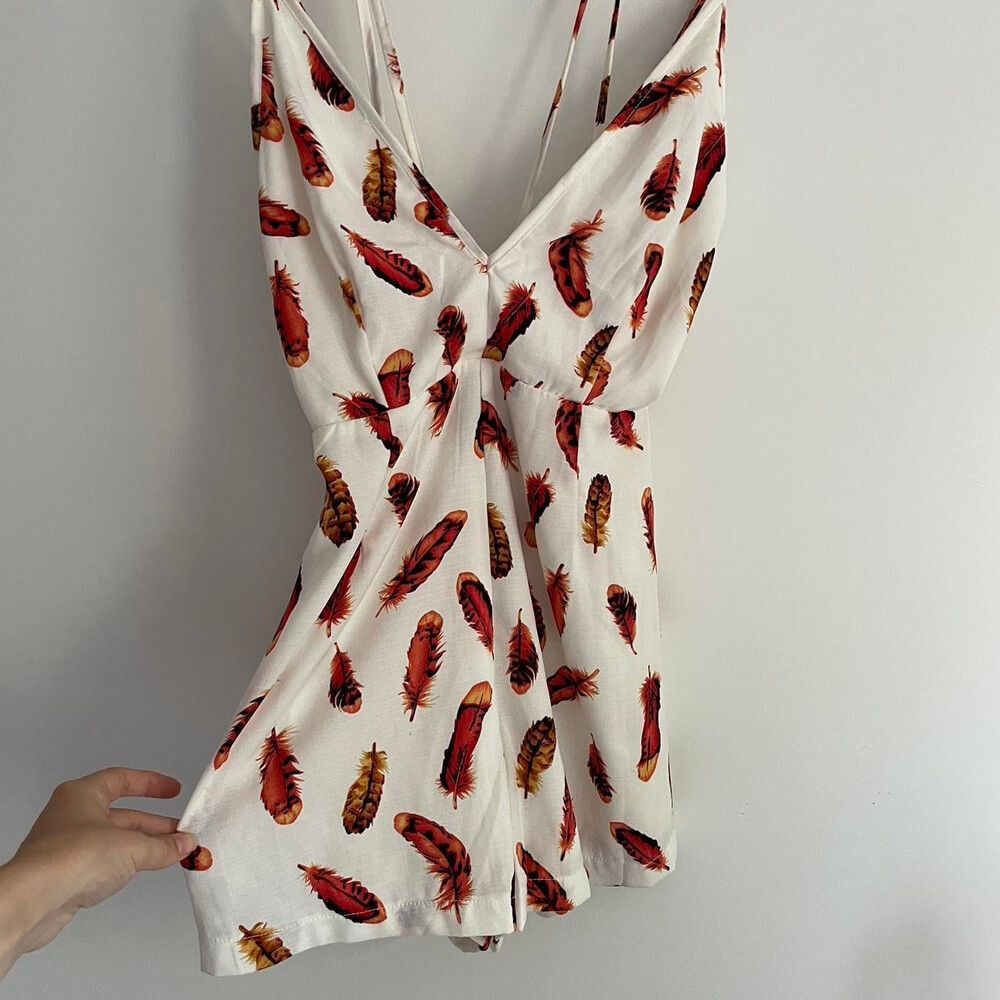 Rosebullet Feather Print Playsuit