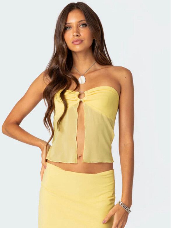 EDIKTED CYRENE SPLIT MESH TOP