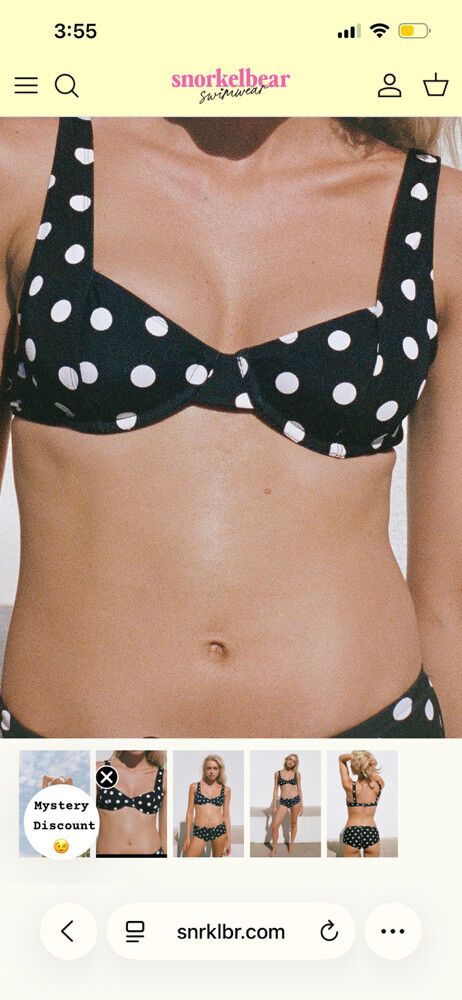 Snorkelbear Black Polka Dot Bikini Top