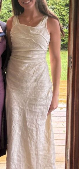 carla putty linen cowl maxi dress DISSH