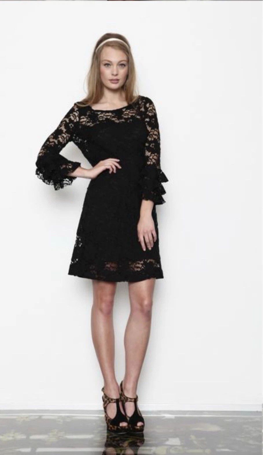 Black lace mini Dress- Size 10 Pompadour Frisky Business- Party, evening Boho