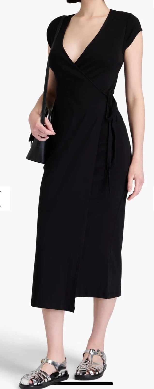 Black Jersey wrap dress- work preppy classic