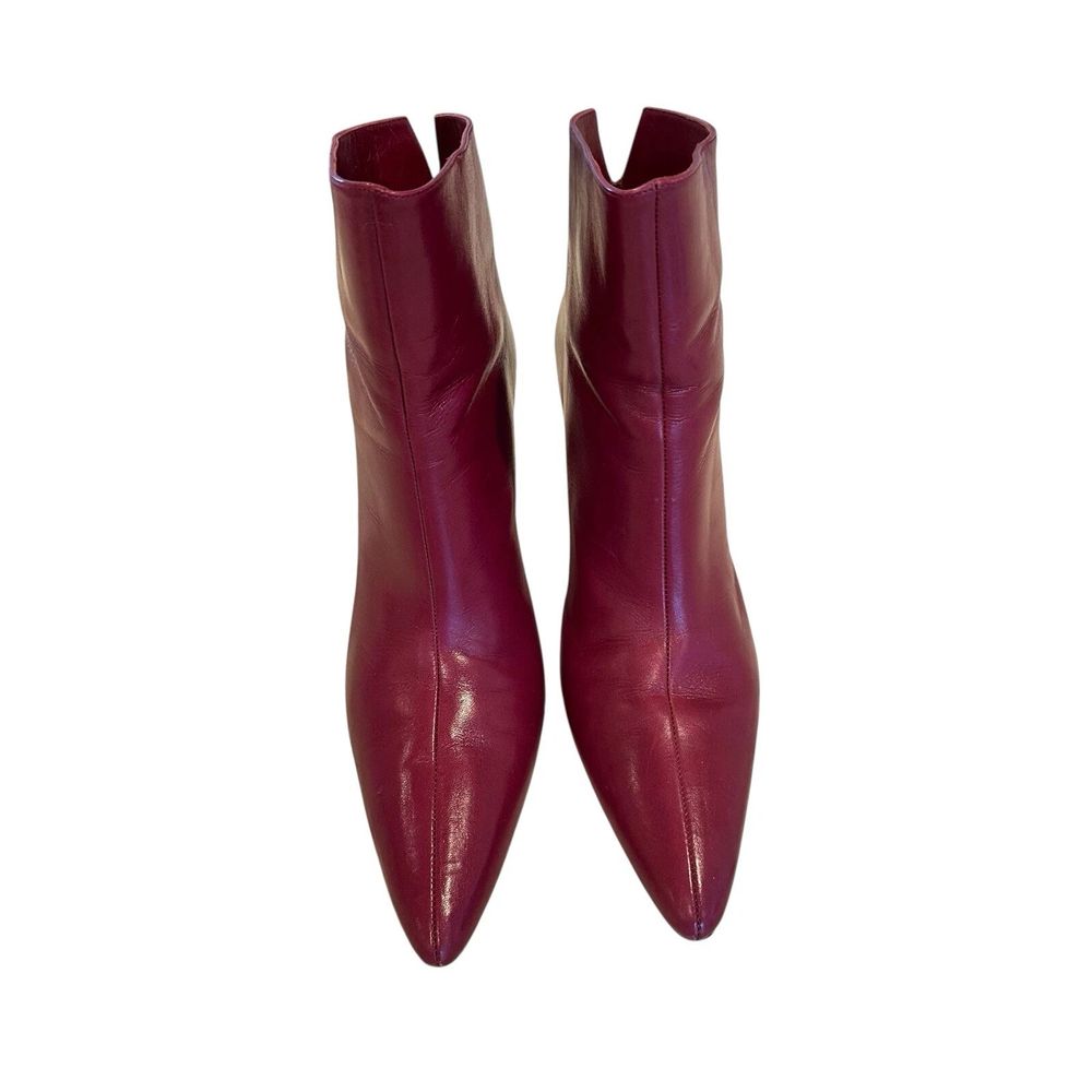 Scanlan Theodore Red/Burgundy Ankle Boots- cone heel, leather, preppy classic Boho