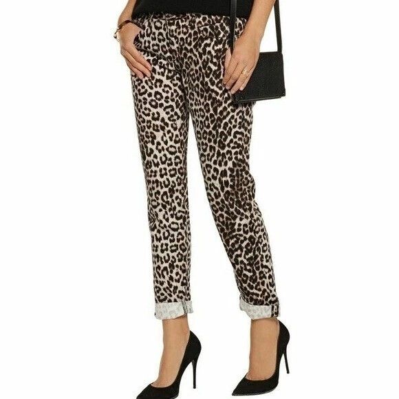 Rag & Bone Leopard Boyfriend pants Jeans-Size 28-Brown Mocha retro casual street trending