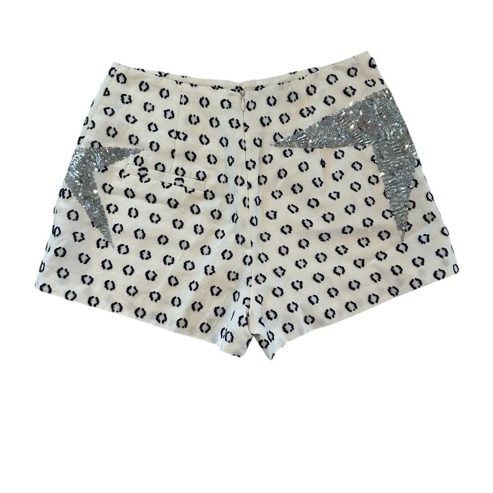 Sass & Bide 'Spot the Difference' Size 8 white silver sequin Polka dot hot pants shorts