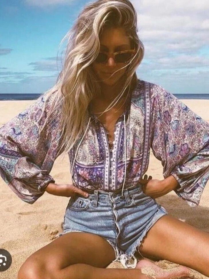 Spell & The Gypsy Poinciana Lilac Long Sleeve Boho Blouse  Size Medium