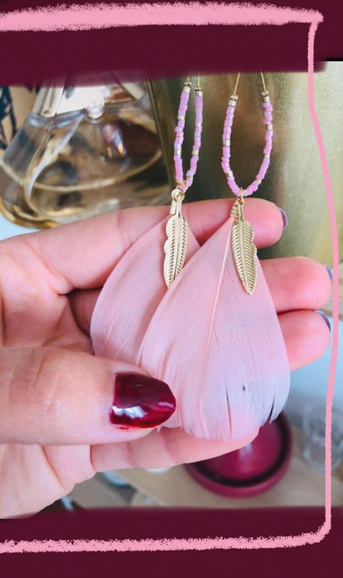 Pink Barbie feather earrings perfect for parties or wedding