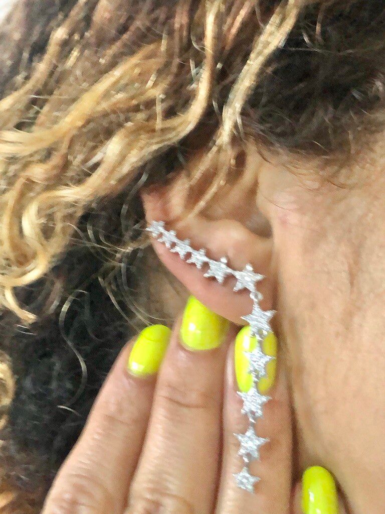 ✨ Waterfall Star Drop Earrings ✨  dreamy cascading star earrings with sparkly zircon details that catch the light sooo beautifully ✨ giving full y2k popstar, festival fairy and cyber angel energy. super flattering on and honestly look way more expensive t