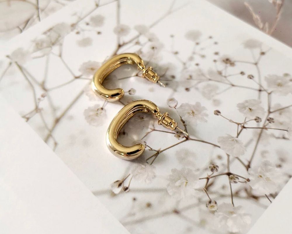 Gold plated bold hoops earrings