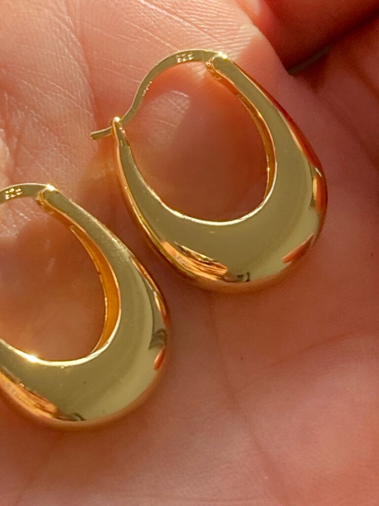 ✨Timeless Luxe Hoops✨  Crafted with 14k gold plating over real sterling silver, these high-end hoops exude elegance and sophistication. Designed for versatility, their classic thick shape complements every outfit, from casual chic to evening glam. Perfect