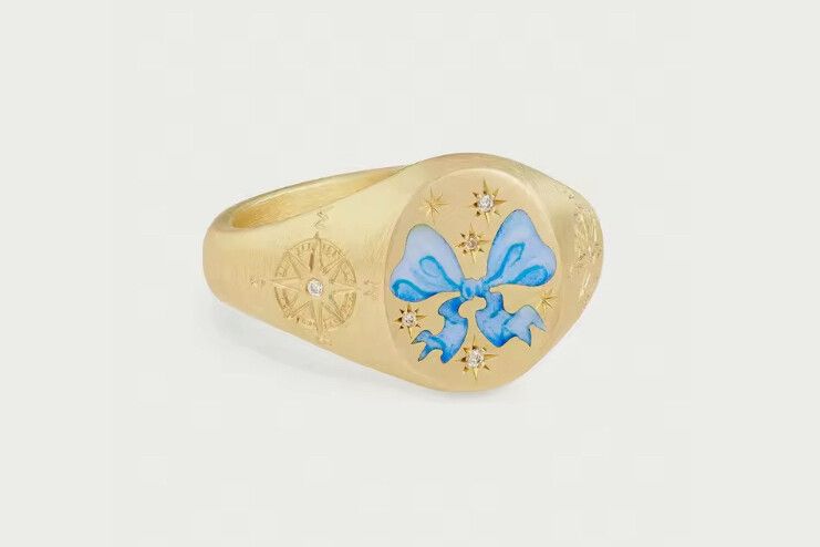 ✨Enchanted Bow Ring – Designer Inspired Statement (Blue or Pink)✨  Say hello to your new obsession 💖 This gorgeous designer-inspired ring features a magical bow design with celestial star accents, available in dreamy baby blue or soft pastel pink. Crafted