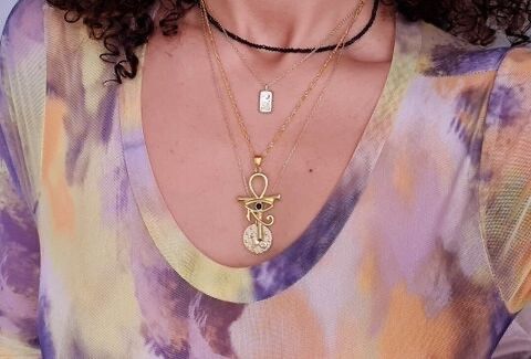 Gold Egyptian necklace for protection 45 cm