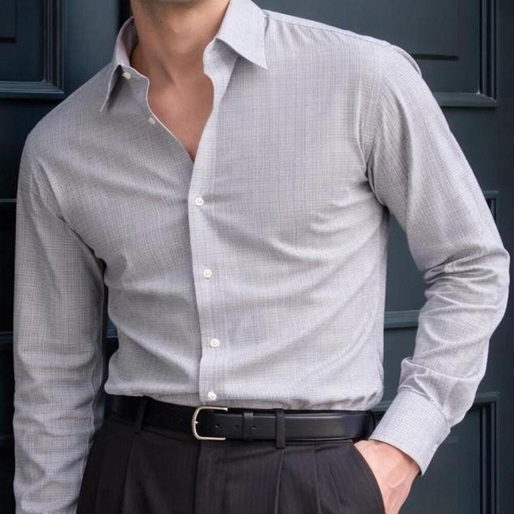 Thomas Pink Slim Fit Grey Pinstripe Shirt 16.5. (M)