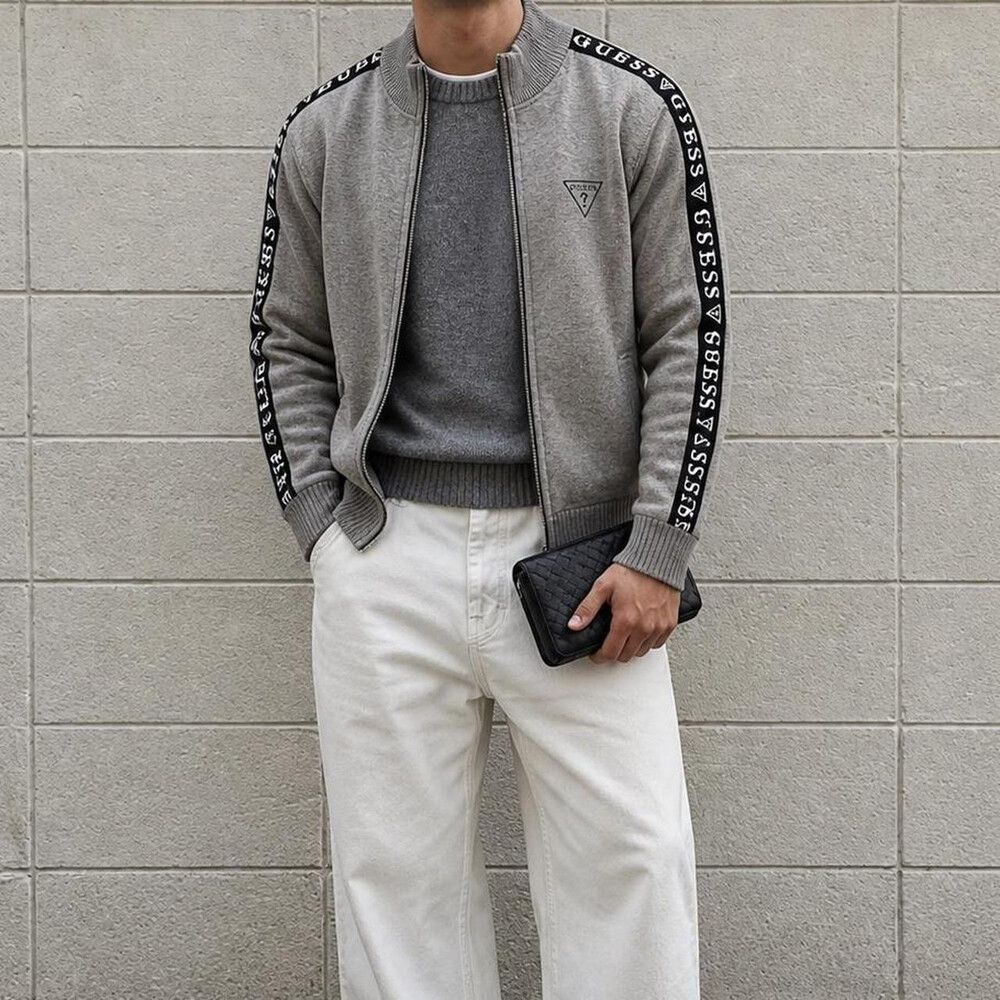 Mens Guess Zip Jacket in Grey (S)