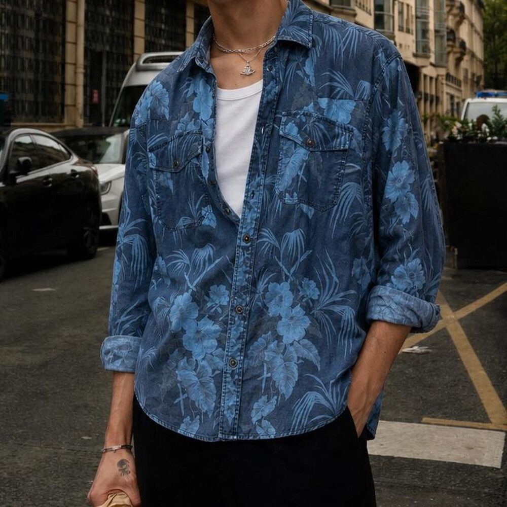 Men's AllSaints Blue Floral Shirt (M)