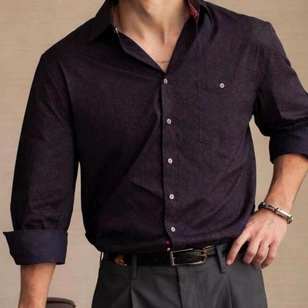 Men’s Ted Baker Paisley Shirt Navy (L)