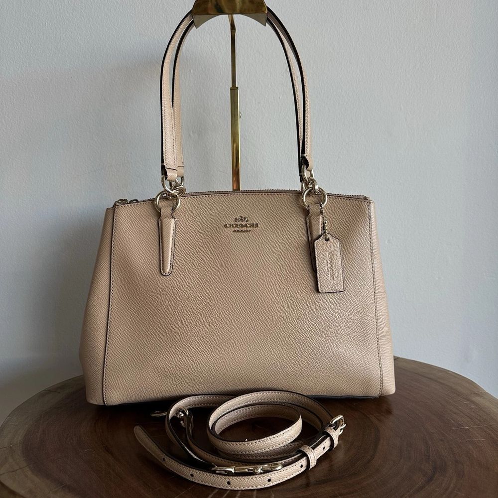 Coach Small Christie Carryall Crossgrain Leather F57520 Beechwood Tan 2 Way Bag